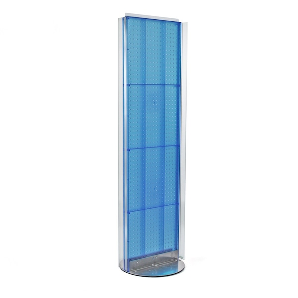 Two-Sided Pegboard Floor Display w/ C-Channel Sides on Revolving Base. Spinner Rack Stand.